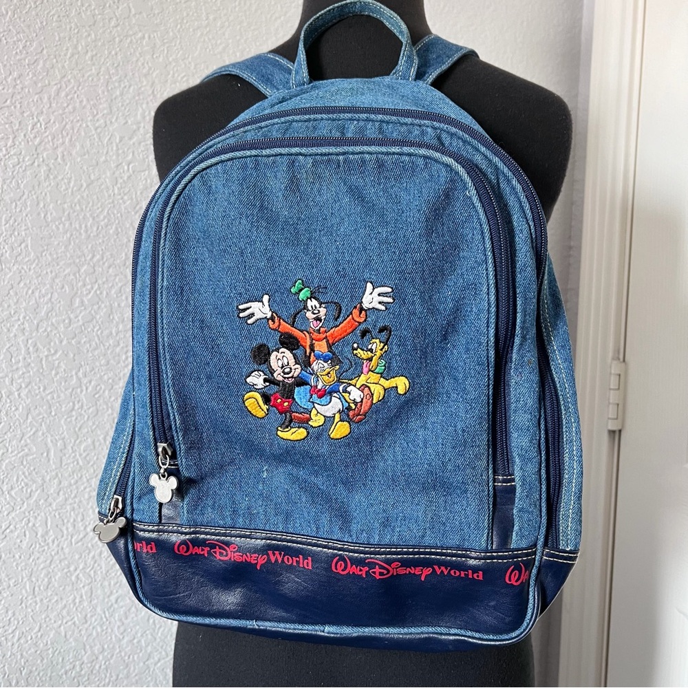 Disney World Denim Backpack with Characters